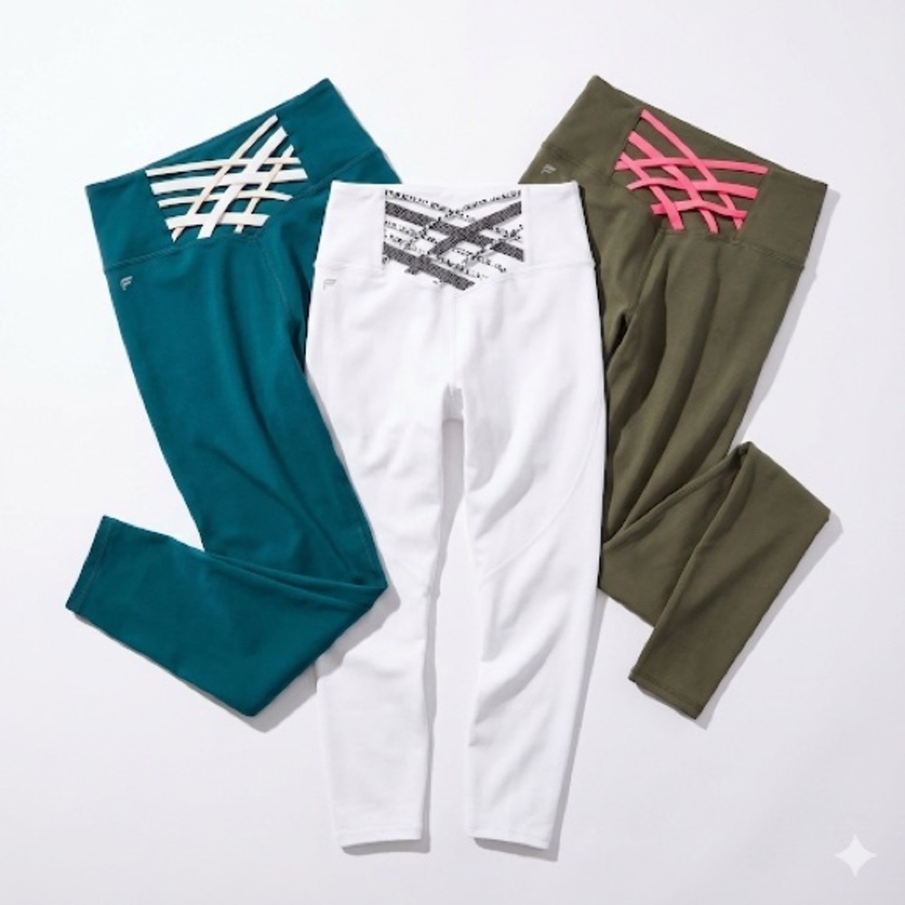 Fabletics PowerHold workout leggings bundle of 3 strappy back fits XS
